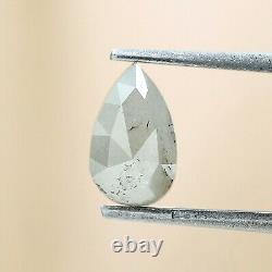Solitaire Real Natural Diamond 1.66tcw Gray Silver Pear Rose Cut For Gift