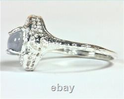 Star Sapphire Natural Genuine Gemstone in Starling Silver Lady, s Ring RSS, 1101