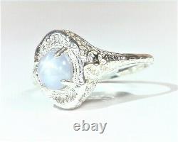 Star Sapphire Natural Genuine Gemstone in Starling Silver Lady, s Ring RSS, 1101