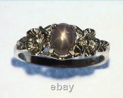 Star Sapphire Natural Genuine Gemstone in Starling Silver Lady, s Ring RSS605