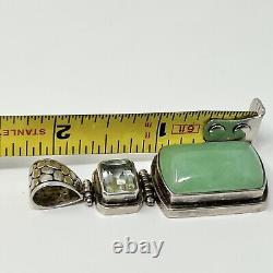 Sterling Silver 925 Jade Pendant + Other Stone