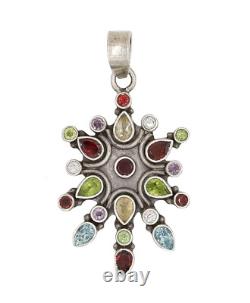 Sterling Silver Gemstone Star Pendant Necklace Colorful Stone Pendant 925 Silver