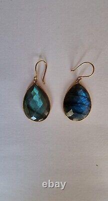 Sterling Silver Labradorite Gold Plated Earrings
