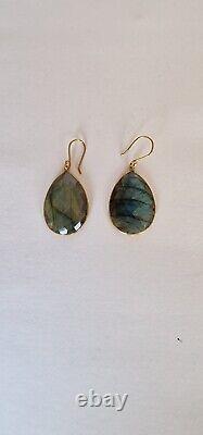 Sterling Silver Labradorite Gold Plated Earrings