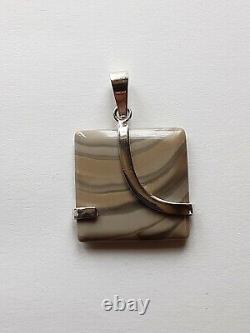 Sterling Silver Pendant Agate Rare Striped Flint The Stone of Optimism