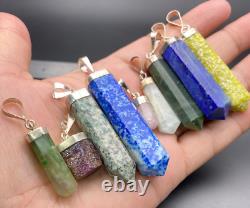 Sterling silver 925 faceted handmade mix stones pendants wholesale lot 9Pcs