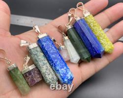 Sterling silver 925 faceted handmade mix stones pendants wholesale lot 9Pcs