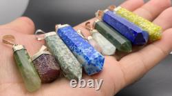 Sterling silver 925 faceted handmade mix stones pendants wholesale lot 9Pcs