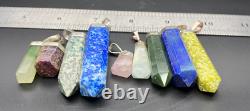 Sterling silver 925 faceted handmade mix stones pendants wholesale lot 9Pcs