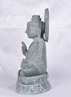 Stone Buddha Statue Natural Grey Blesing Idol Symbol Of Peace Fine Craftmanship