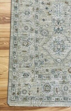 Stone Grey Blue Vintage Faded Traditional Durable Quality Area Rugs Runner Round