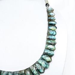 Stunning Labradorite Gemstone Beaded Necklace Gift For Wedding Jewelry 16 Long