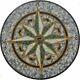 Sunny Grey Nautical Fish Compass Marble Mosaic Handmade Medallion Dolphin Design