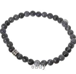 TATEOSSIAN Stretch Bead Bracelet Grey & Black Semi-Precious Stone 22cm RRP £125