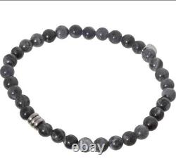 TATEOSSIAN Stretch Bead Bracelet Grey & Black Semi-Precious Stone 22cm RRP £125