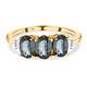 Tjc Blue Sapphire And Diamond Three Stone Ring In 9ct Gold Wt. 1.03 Grams