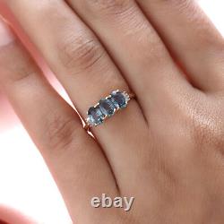 TJC Blue Sapphire and Diamond Three Stone Ring in 9ct Gold Wt. 1.03 Grams