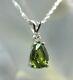 Tourmaline Exceptional Green. 925 Sterling Silver Necklace With White Sapphire