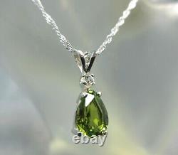 TOURMALINE Exceptional Green. 925 Sterling Silver Necklace with White Sapphire