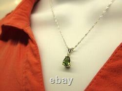 TOURMALINE Exceptional Green. 925 Sterling Silver Necklace with White Sapphire