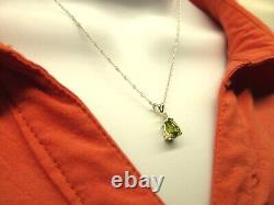 TOURMALINE Exceptional Green. 925 Sterling Silver Necklace with White Sapphire