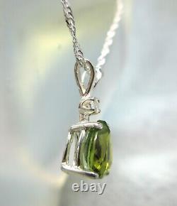 TOURMALINE Exceptional Green. 925 Sterling Silver Necklace with White Sapphire