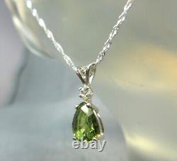 TOURMALINE Exceptional Green. 925 Sterling Silver Necklace with White Sapphire