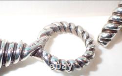 Tiffany & Co. Hematite Torsade Necklace Sterling Silver Toggle Clasp 4mm Beads