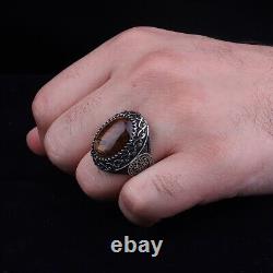 Tiger Eye Stone 925 Sterling Silver Men's Ring Natural Stone Men's Ring