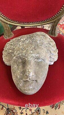 Unusual Antiques Stone Bust Carved Wall Plaque Garden Ornaments Weathered
