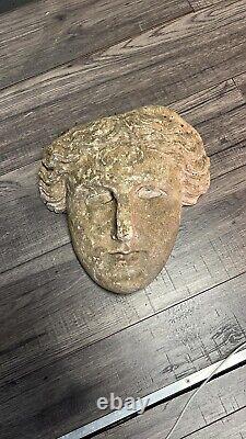 Unusual Antiques Stone Bust Carved Wall Plaque Garden Ornaments Weathered