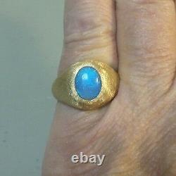 VINTAGE 14K YELLOW GOLD & CABOCHON FIRE OPAL RING, SIZE 7.25 Appraised $1250.00