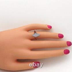 Victorian 10K Rose Gold Diamond Shape Bezel Set Hard Stone Navette Ring Rare