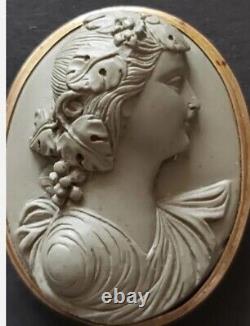 Victorian 38mm Pinchbeck Gold Lava Cameo Brooch 12Grams Bacchante Grand Tour