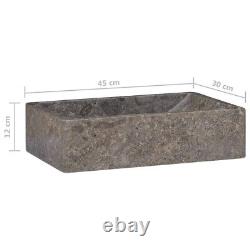 VidaXL Sink 45x30x12cm Marble Bathroom Natural Stone Bowl Basin Black/Cream