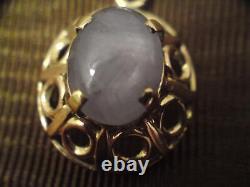 Vintage 14ct 14k 585 Gold Two 2 Carat Cabochon Grey Star Sapphire Pendant