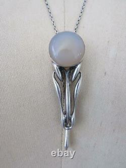 Vintage Art Nouveau Silver Agate Necklace