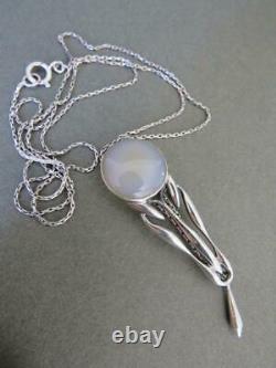 Vintage Art Nouveau Silver Agate Necklace