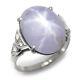 Vintage Certified Star Sapphire Ring With Diamonds Platinum 9.90ct