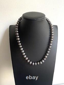 Vintage Estate Honora sterling silver 925 Metallic Grey pearl necklace XL