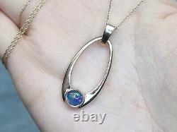 Vintage Malcolm Gray Solid 9ct Yellow Gold Pendant Black Opal Triplet 3.95g