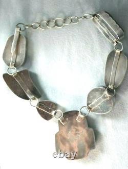 Vintage REBECCA COLLINS Sterling Silver Carved Gemstone Amethyst BUDDHA Necklace