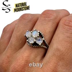 Vintage Ring Real Sterling Silver 925 Natural Moon Stone Fashion Jewelry Size 7