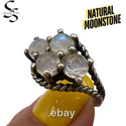 Vintage Ring Real Sterling Silver 925 Natural Moon Stone Fashion Jewelry Size 7