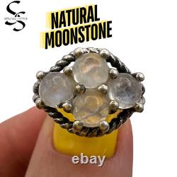 Vintage Ring Real Sterling Silver 925 Natural Moon Stone Fashion Jewelry Size 7