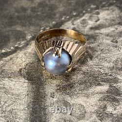 Vintage South Sea Pearl Ring, Tahitian Baroque Grey 9.9mm Pearl 1970's UK U
