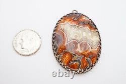 Vintage Sterling Silver Banded Agate Pendant