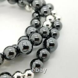 Vintage Tiffany & Co. Sterling Silver & Hematite Multi Bead 21 In Necklace