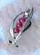 Vintage Silver Brooch Natural Stone Tourmaline Japan, 1980s, 7.4 G