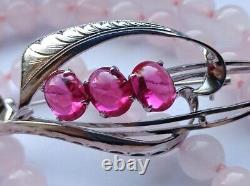 Vintage silver Brooch Natural stone Tourmaline Japan, 1980s, 7.4 g